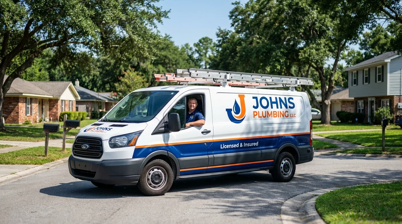 Johns Plumbing LLC service van in Elizabethtown, NC