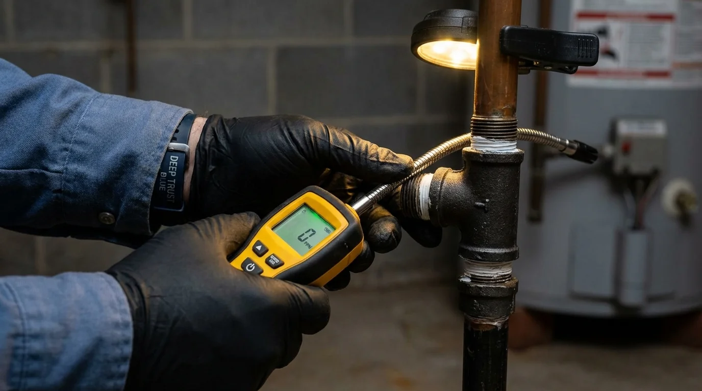 Gas leak detection with electronic sniffer by Johns Plumbing LLC in Elizabethtown